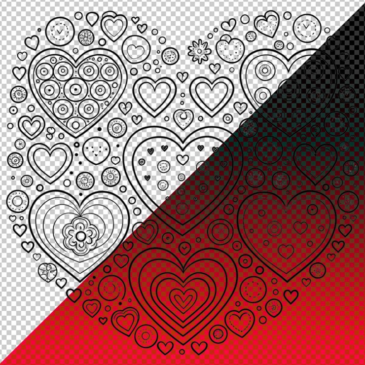 PSD flor de mehndi con marco en forma de corazón decoración en ornamento de garabateo oriental étnico