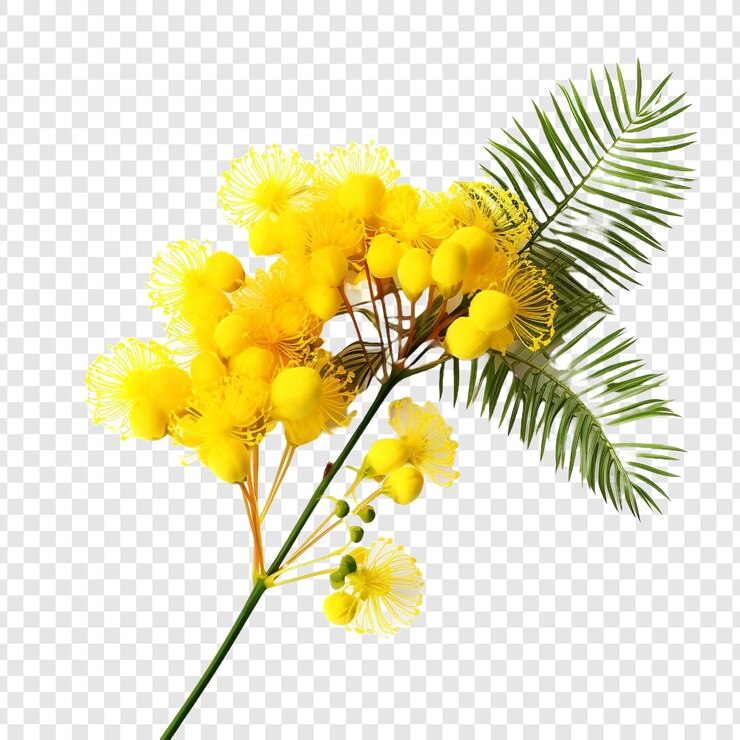 PSD flor de mimosa aislada sobre fondo transparente