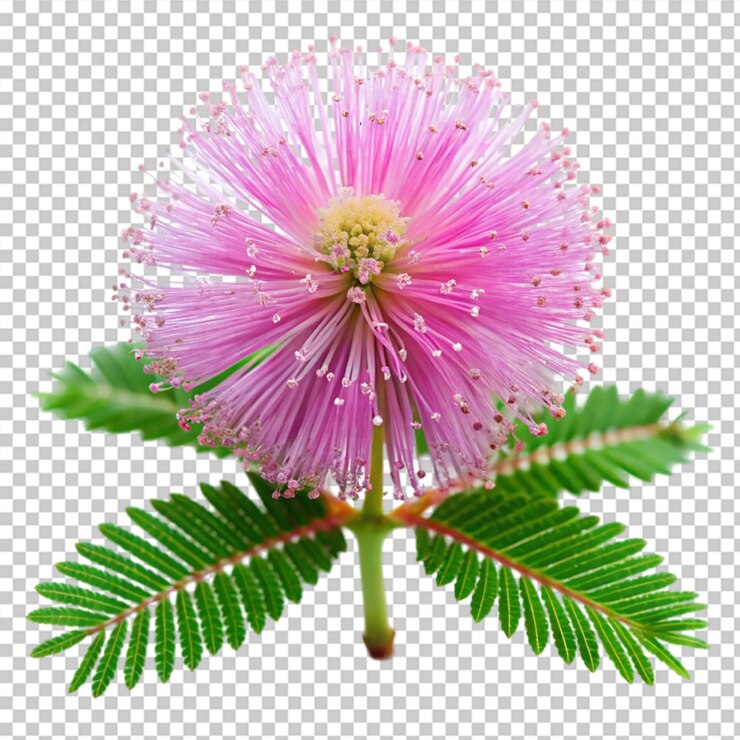 PSD la flor de mimosa pudica aislada sobre un fondo transparente