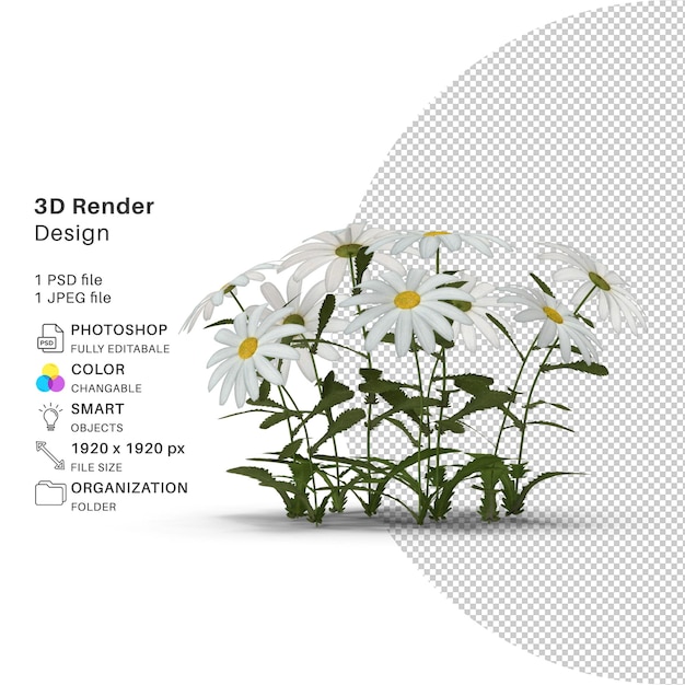 Flor modelagem 3d arquivo psd flor realista