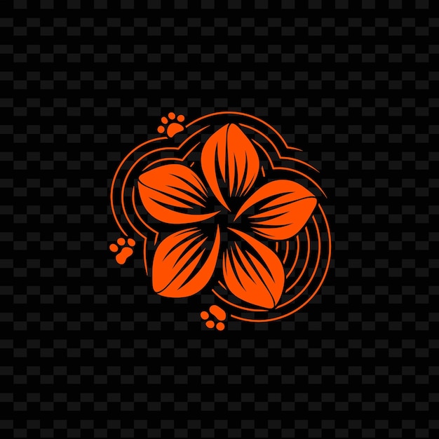PSD flor de naranja sobre un fondo negro con un patrón de flores de narenja