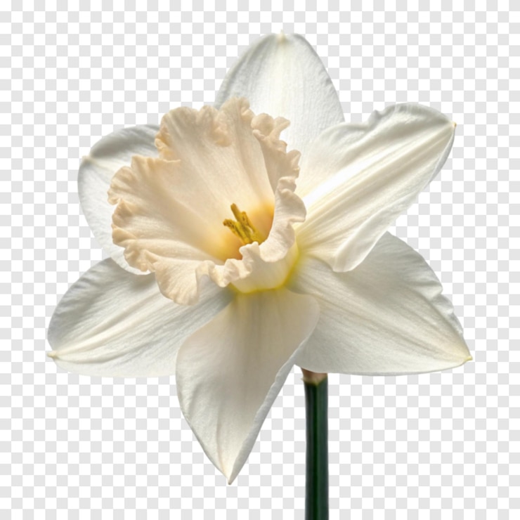 PSD flor de narcisos blancos hacia la cámara aislada sobre un fondo blanco transparente b