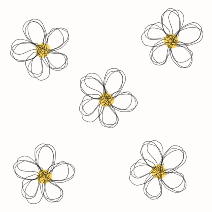 PSD flor padrão desenhado à mão