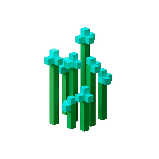 flor de píxeles turquesa png linda flor 3d juego retro activo colección de arte de píxels voxel