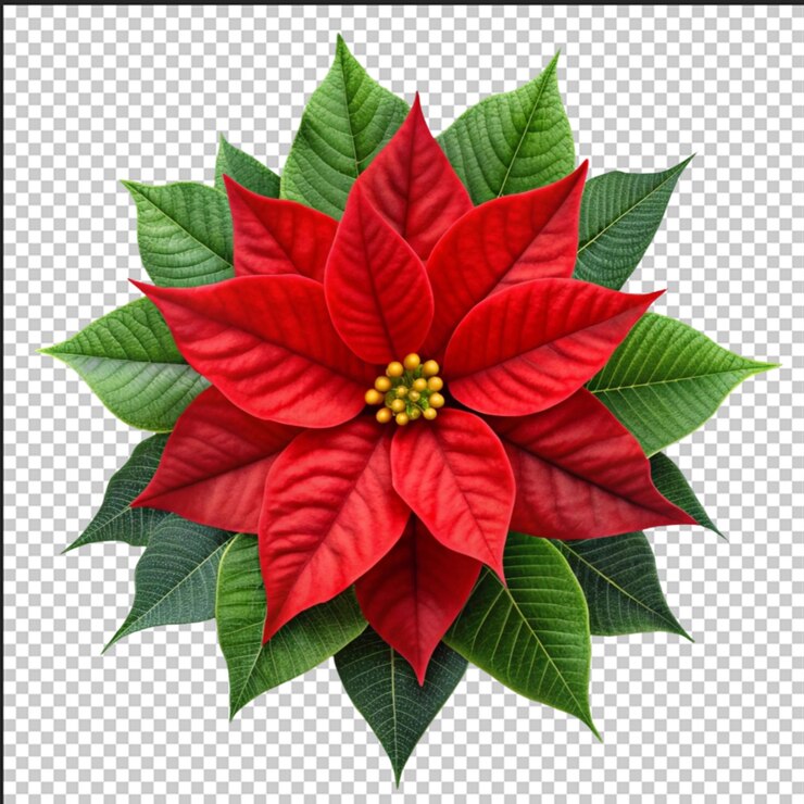 PSD la flor de poinsettia png aislada sobre un fondo transparente