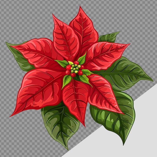 La flor de poinsettia png aislada sobre un fondo transparente