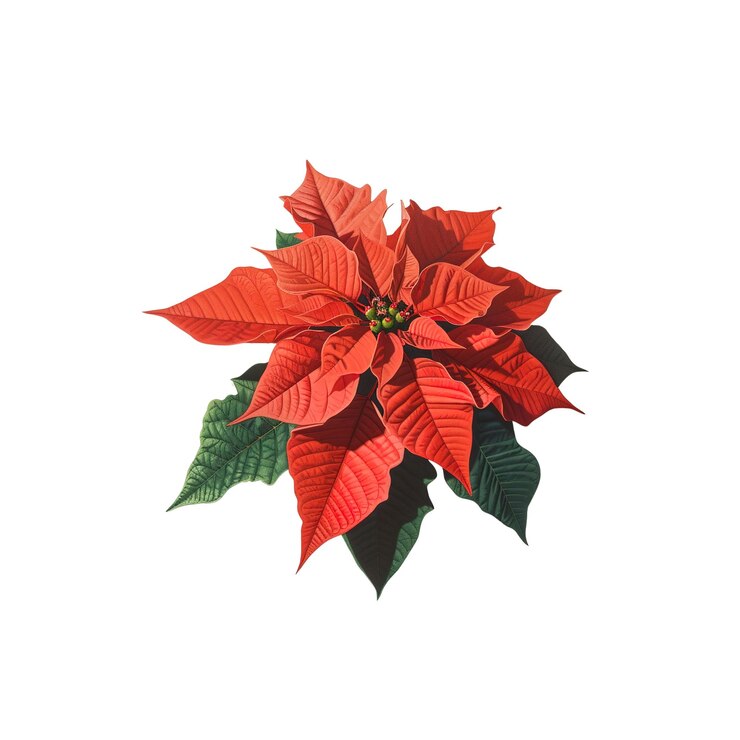 PSD flor de poinsettia roja aislada sobre un fondo blanco