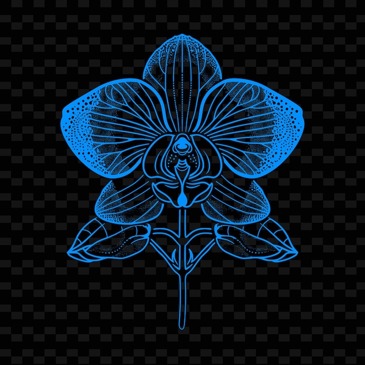 PSD una flor que es azul sobre un fondo negro