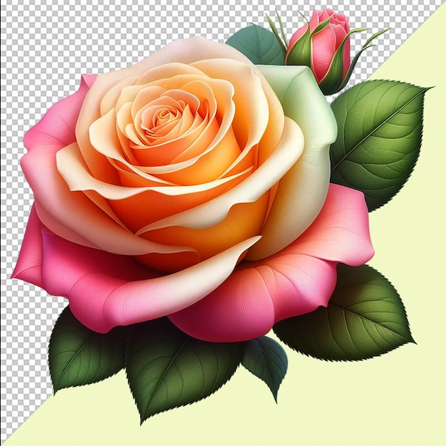 PSD flor de rosa en blanco aislado día de la rosa realista flor de rosa roja en un jardín