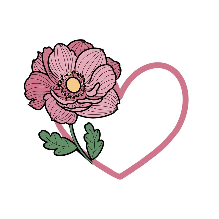 PSD flor rosa com coração