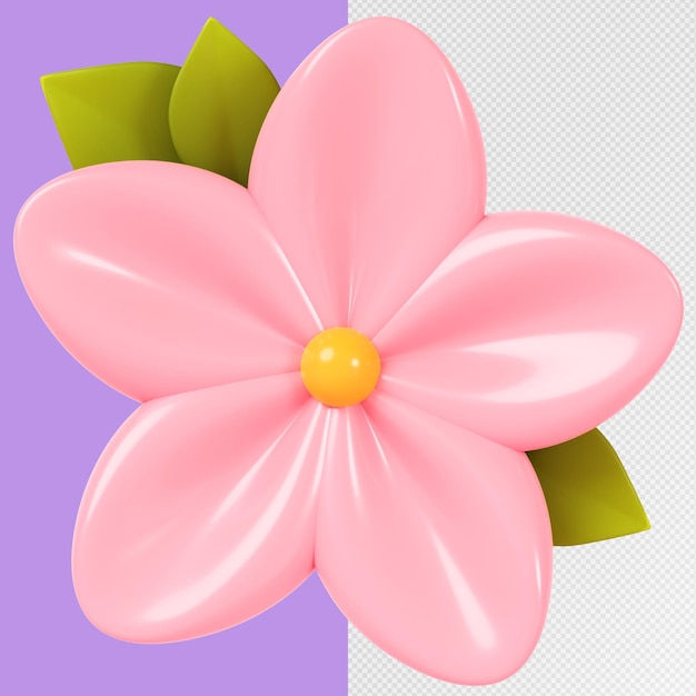 PSD flor rosa de renderização 3d isolada no fundo