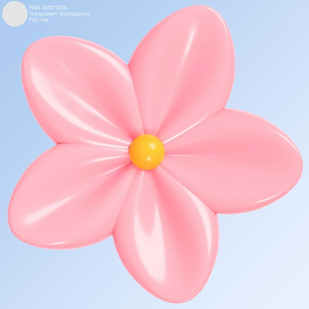 flor rosa de renderização 3D isolada no fundo