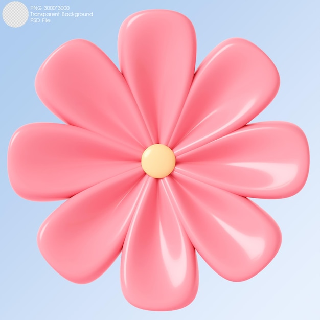 PSD flor rosa de renderização 3d isolada no fundo