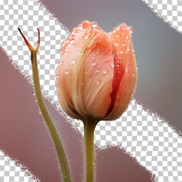 PSD una flor rosa con gotas de agua