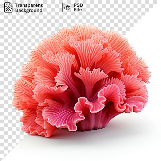 PSD flor rosa isolada em um fundo transparente com uma sombra branca em primeiro plano