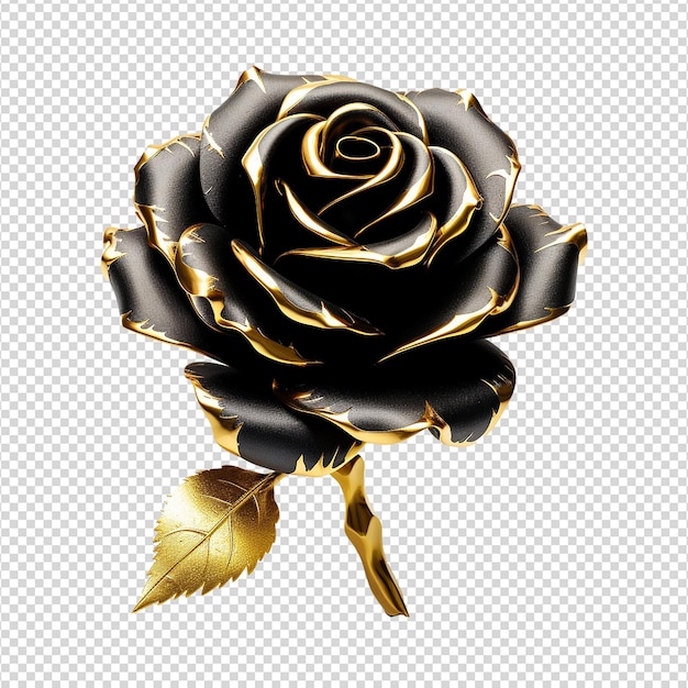PSD flor de rosa negra 3d renderizada aislada en un fondo transparente
