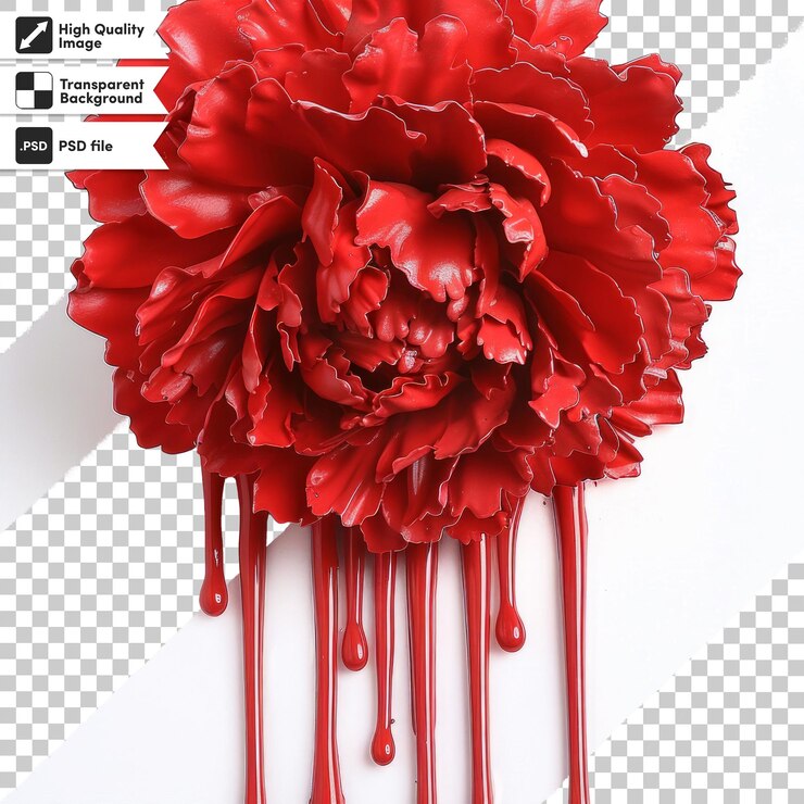 PSD una flor con una salpicadura roja en ella