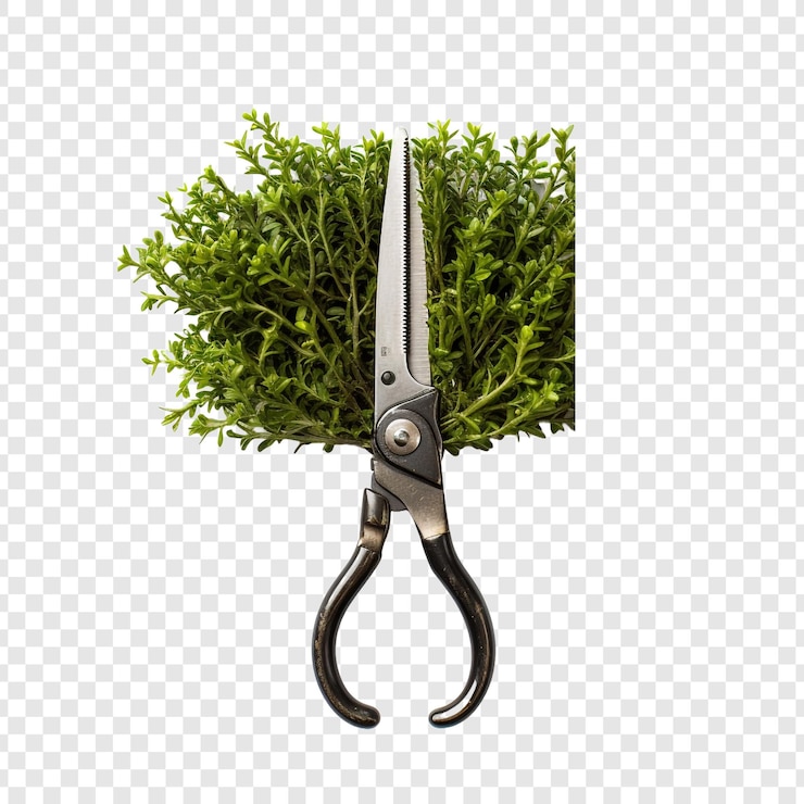 PSD flor de tijeras de setos aislada sobre fondo transparente