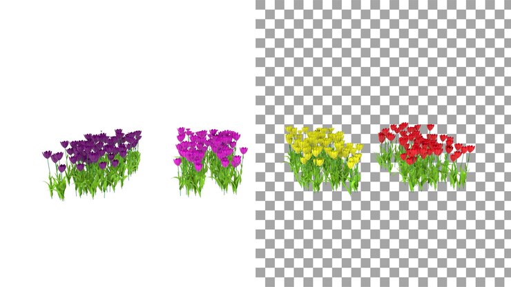 PSD flor de tulipán colorido sin sombra 3d render