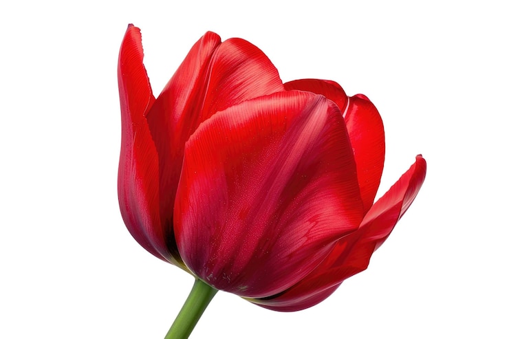 PSD la flor de tulipán rojo aislada sobre un fondo blanco foto botánica de estudio aig57