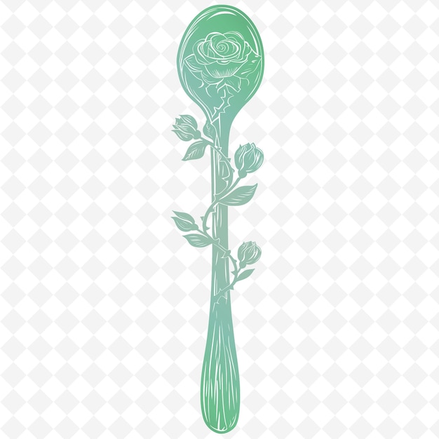 PSD una flor verde en un fondo blanco con un tallo verde