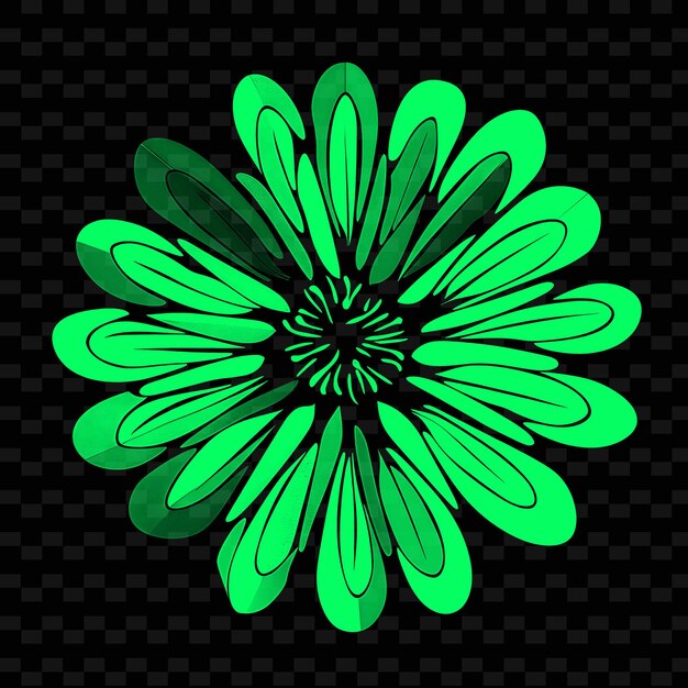 PSD una flor verde con un fondo verde con una estrella en ella