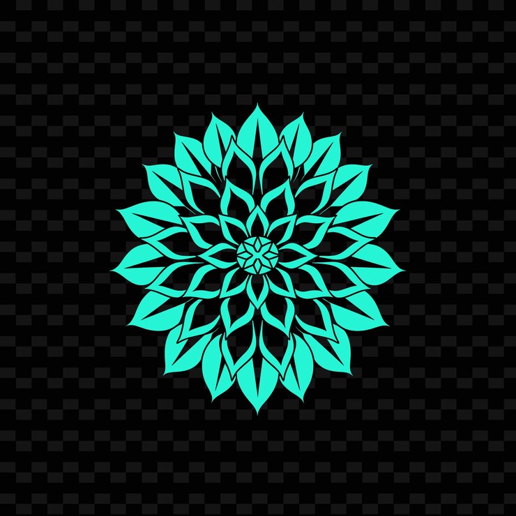 PSD una flor verde sobre un fondo negro con un patrón de una flor