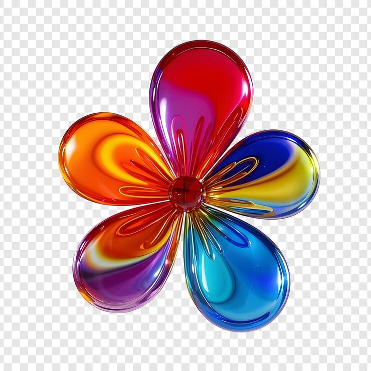 PSD flor de vidrio de colores aislada sobre un fondo transparente