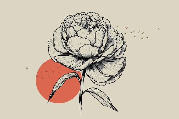 flor vintage e nostalgia de rosas em um estilo de esboço preto e branco com um fundo branco