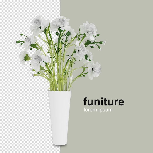 Flor de vista de fuente en representación 3d aislada