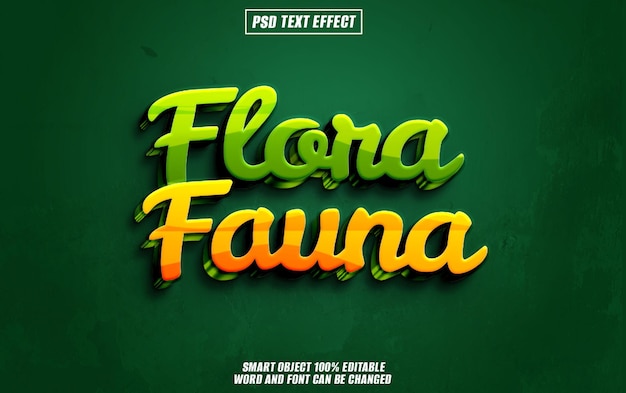 flora fauna efecto de texto fuente tipografía editable texto en 3D