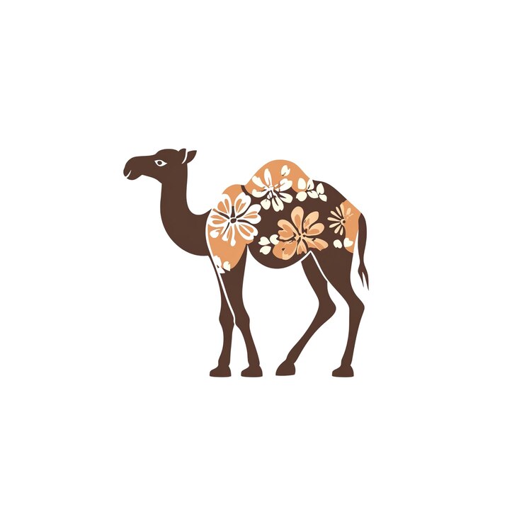 PSD floral camel a desert bloom illustration