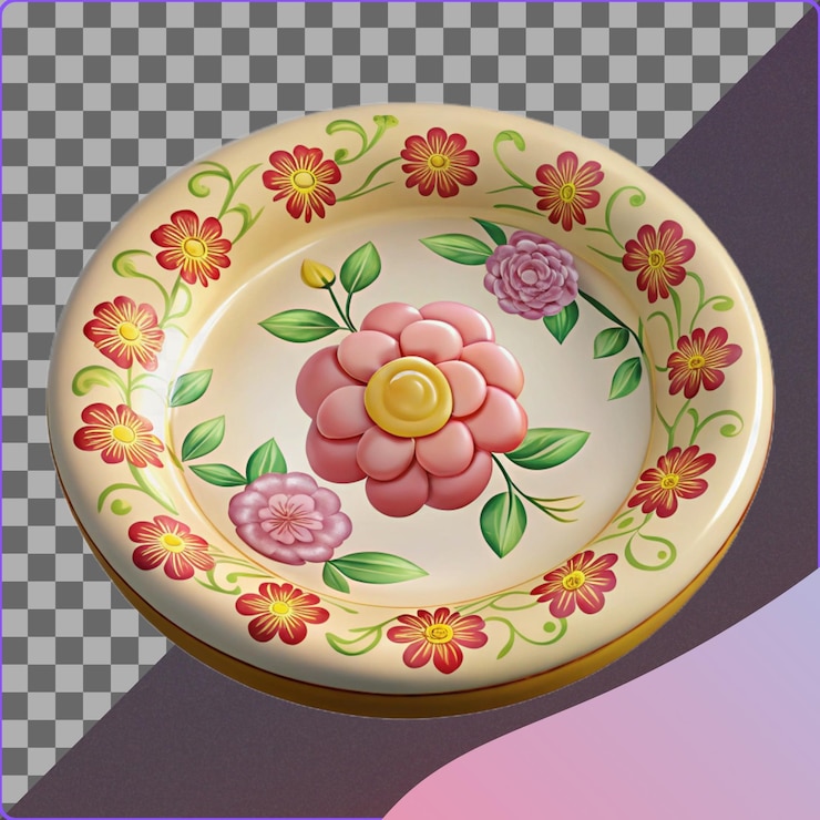 PSD floral decorative plate with yellow center
