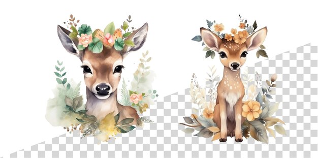 PSD floral deer clipart ai génératif