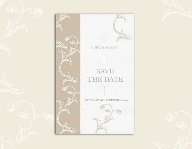 Floral elegante Guarde la tarjeta de invitación de boda Guarde la fecha Diseño vintage