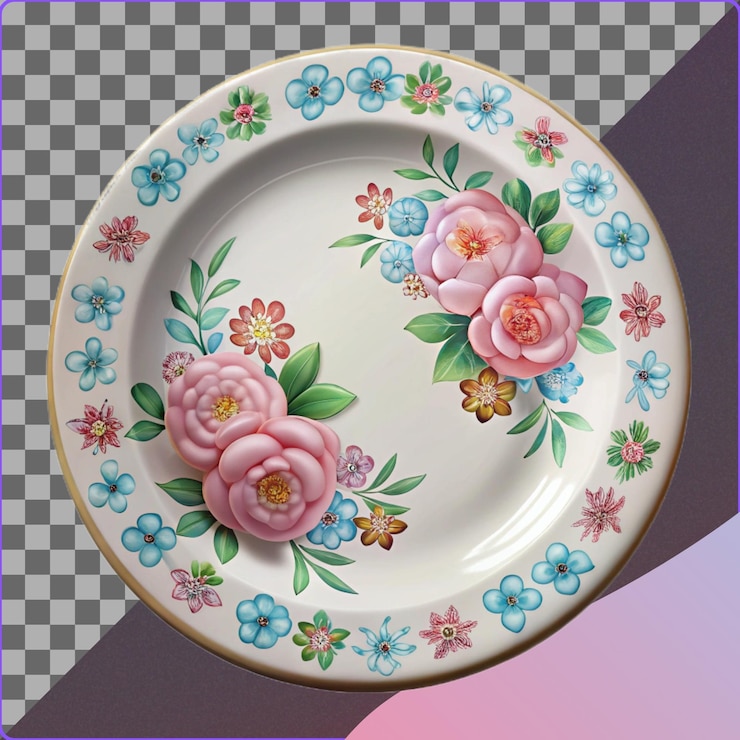 PSD floral plate illustration