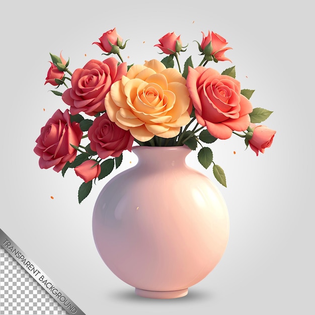 PSD florero animación estilo fondo transparente