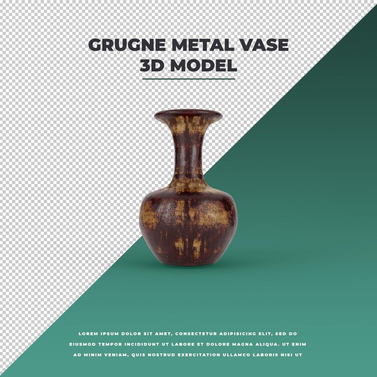 PSD florero de metal grunge modelo 3d