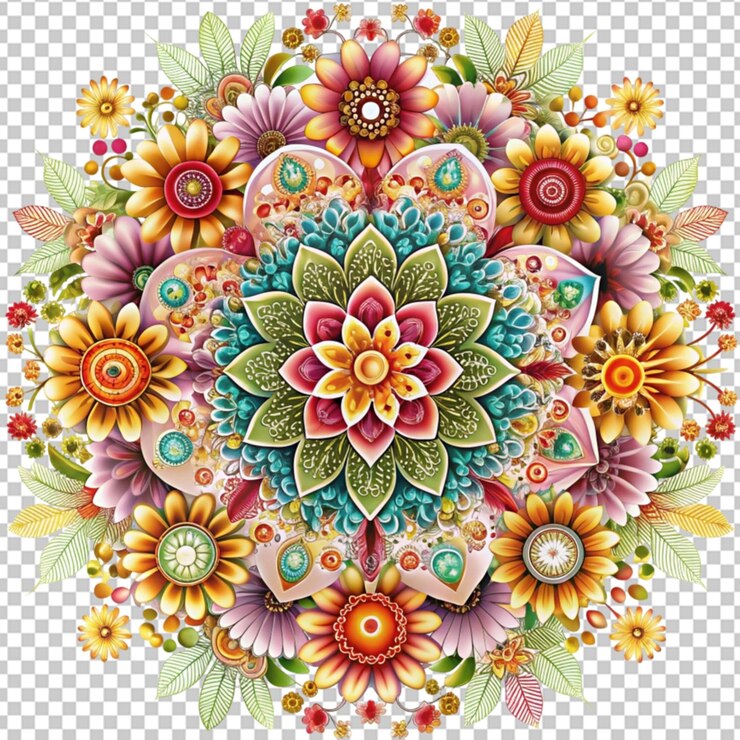 PSD flores abstractas con patrones intrincados