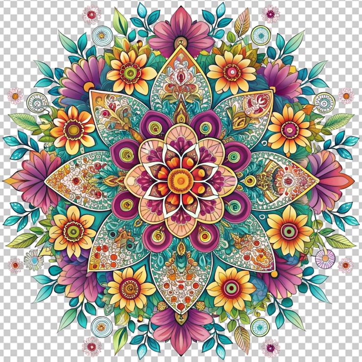PSD flores abstractas con patrones intrincados