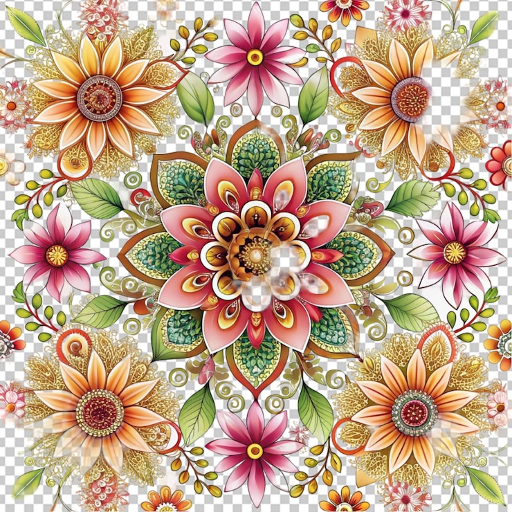 PSD flores abstractas con patrones intrincados