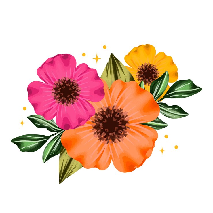 PSD flores de acuarela ilustración