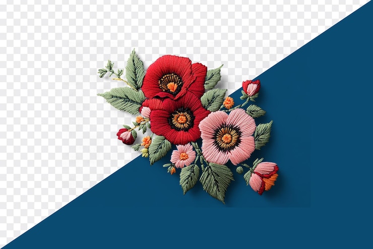 PSD flores amarillas bordadas en tela natural blanca bordado popular ucraniano ropa adornada