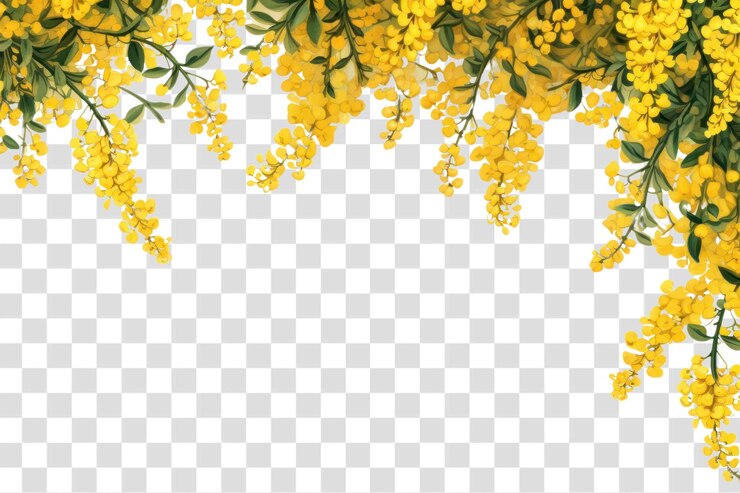 PSD las flores amarillas bordean el fondo transparente