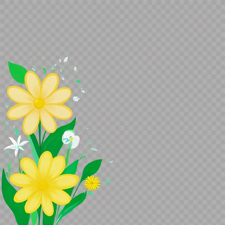 PSD flores amarillas con un fondo verde y una flor amarilla