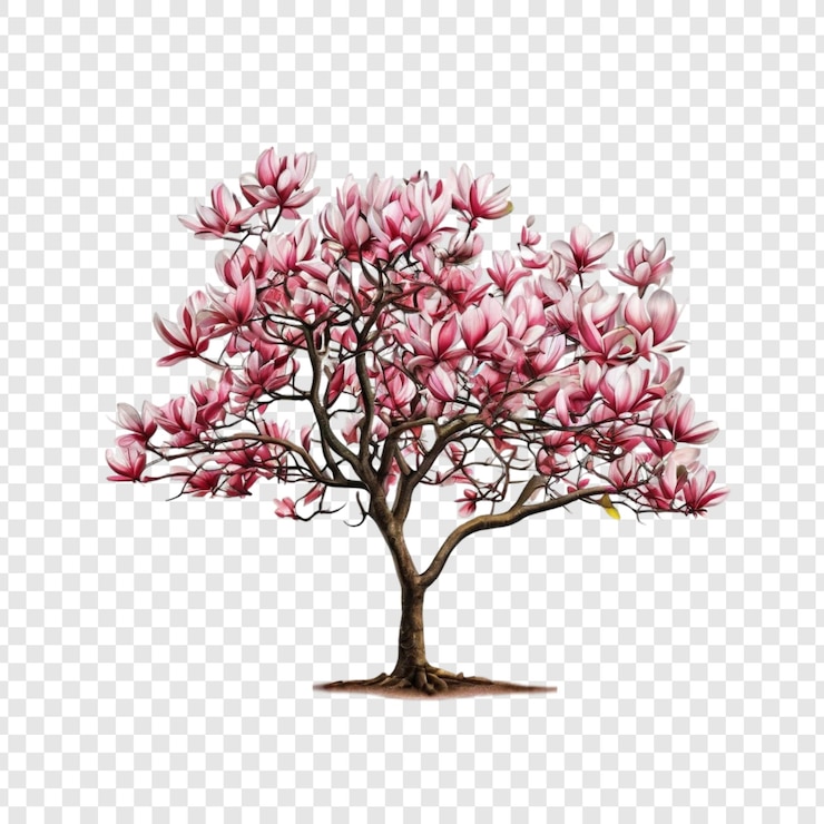 PSD las flores del árbol de magnolia rosa la naturaleza de primavera el fondo aislado