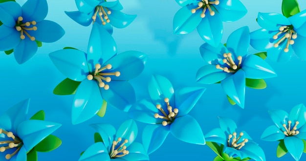flores azules sobre un fondo azul con las palabras flores azules