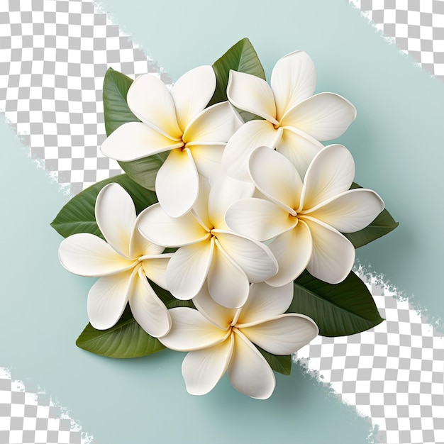 PSD flores brancas de plumeria capturadas em impressionante isolamento em um fundo transparente