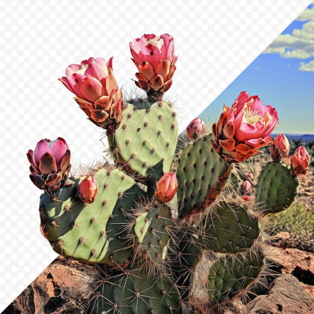 PSD las flores del cactus de pera espinosa al noreste de colorado springs