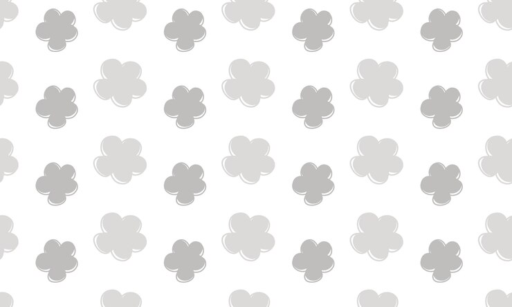 PSD flores cinzentas em fundo branco repetindo padrão raster